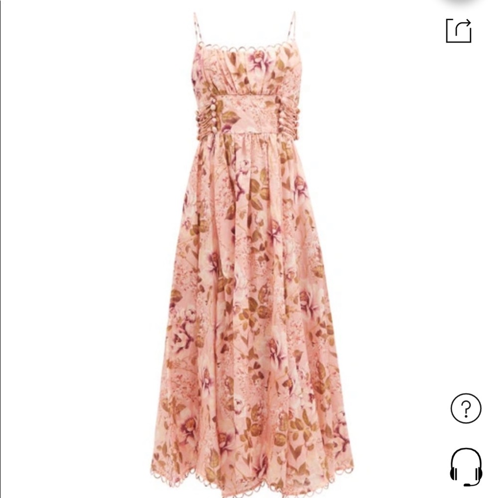 Zimmerman Rosa Floral Linen Midi Dress Size: 2 (6-8)